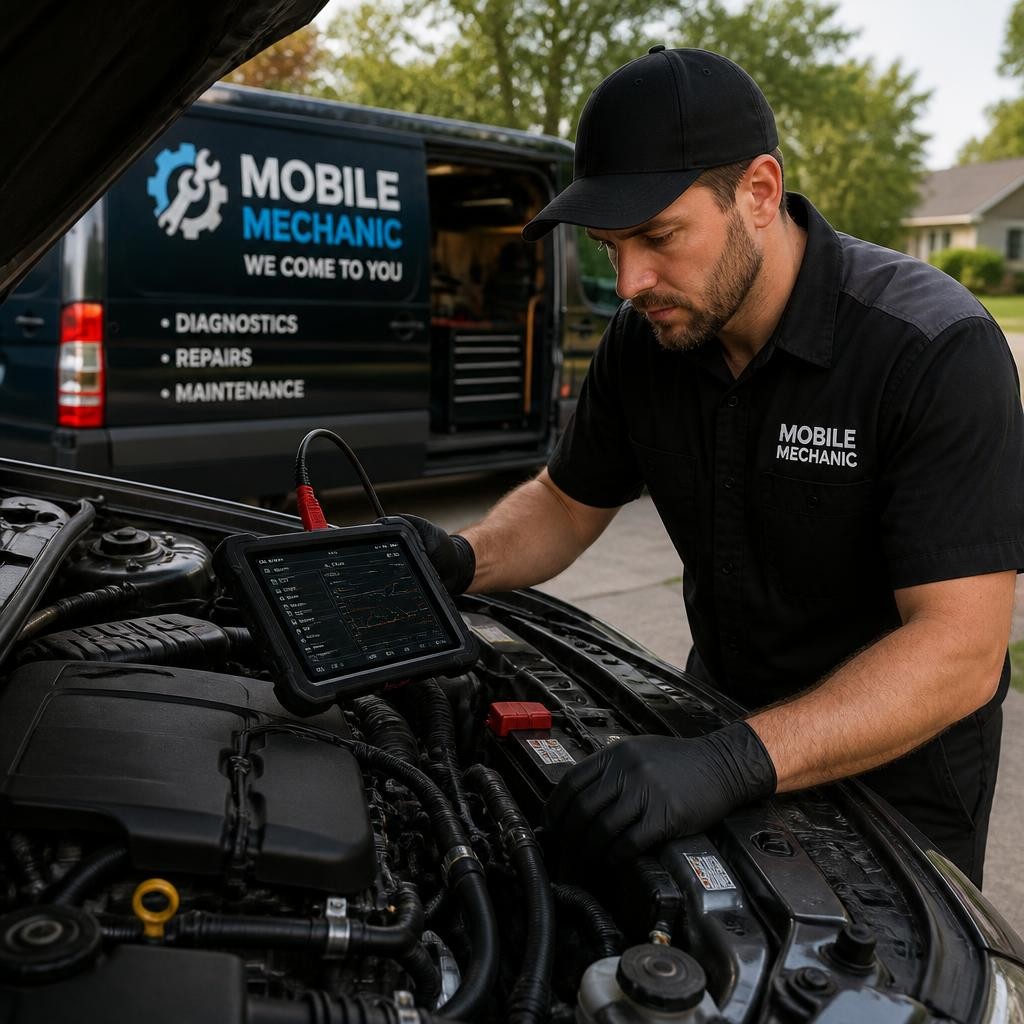 Mobile mechanic diagnosing a car problem in Melbourne