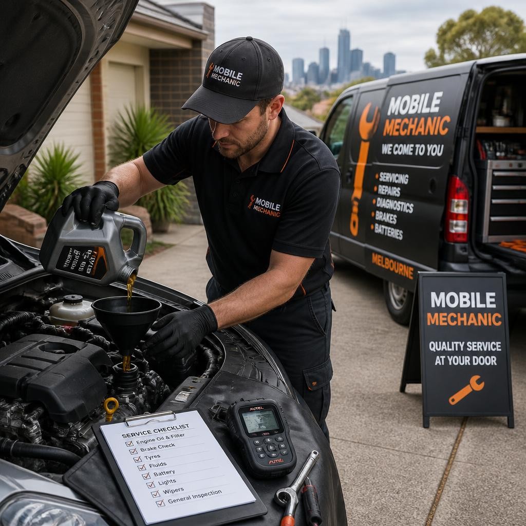 Mobile car servicing at a Melbourne home