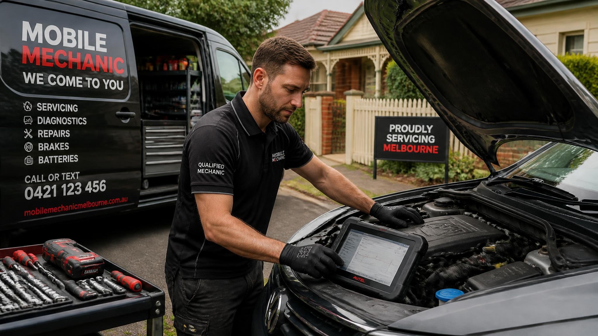Mobile mechanic fixing a car in Melbourne