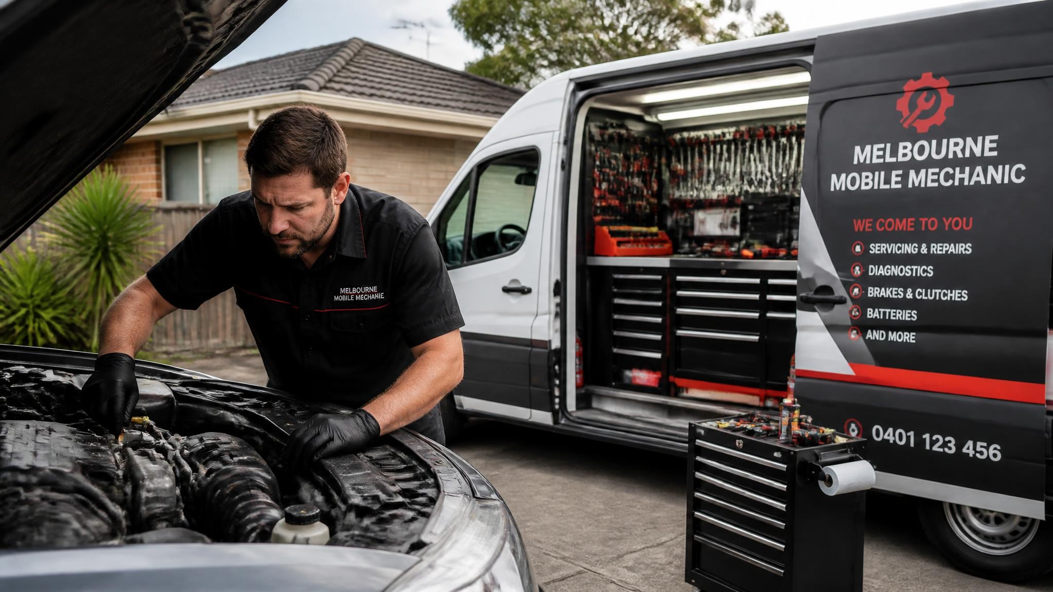 Reliable auto mechanic servicing a vehicle in Melbourne