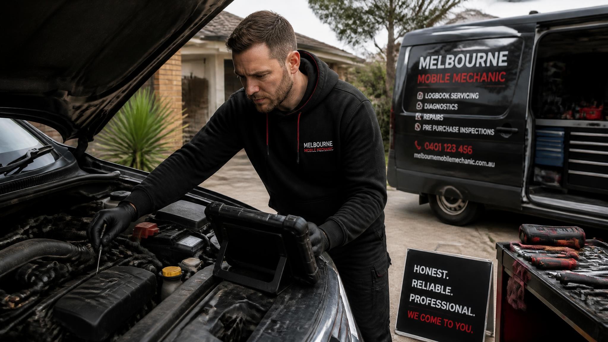Good honest mechanic inspecting a vehicle in Melbourne