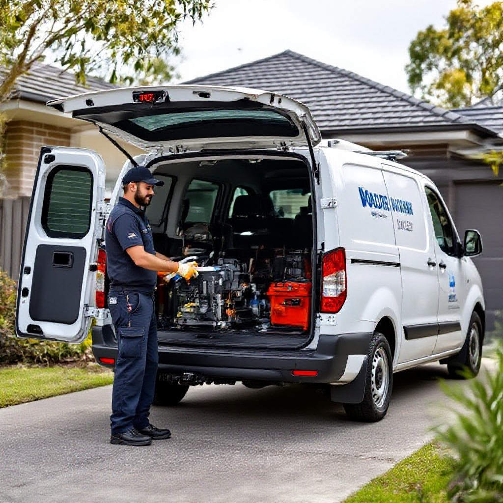 Mobile service van in driveway