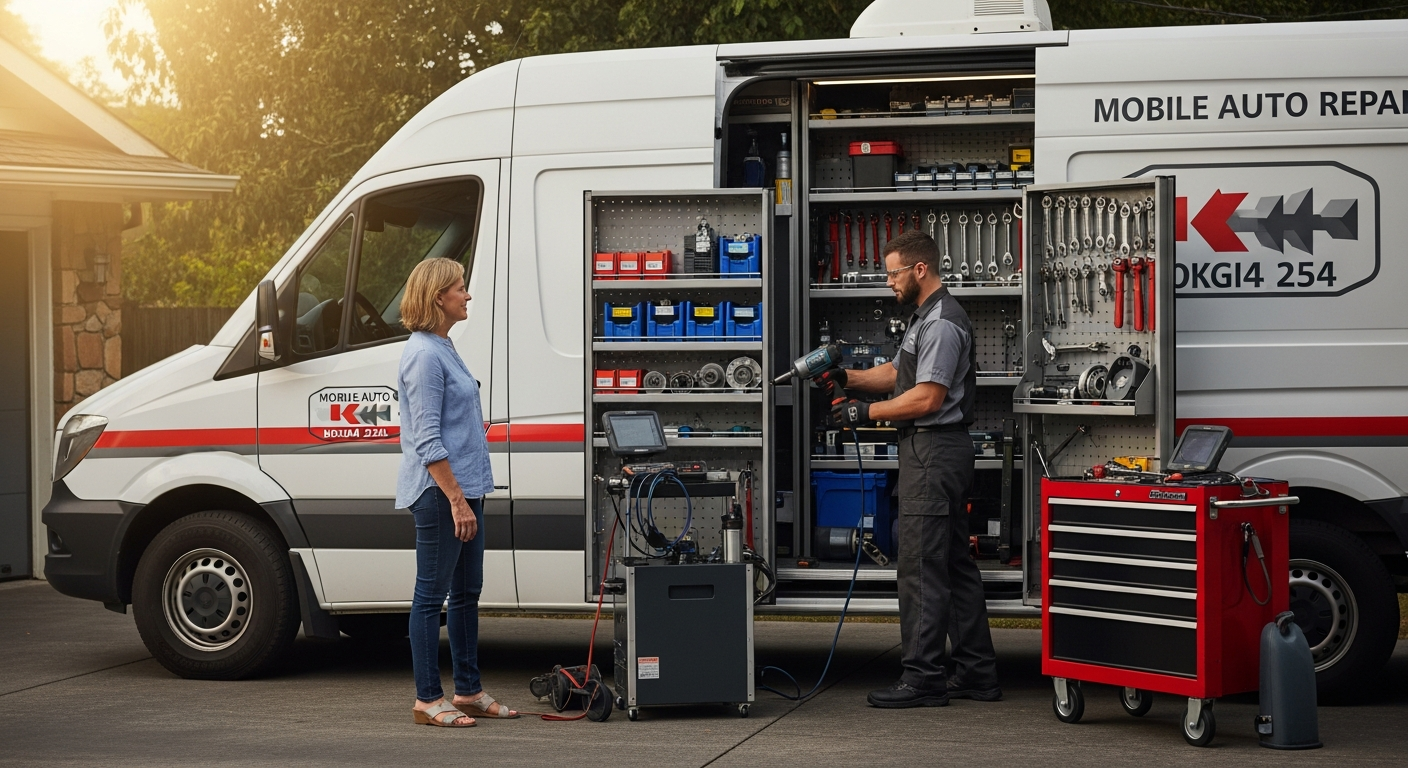 Mobile mechanic van in Melbourne suburb