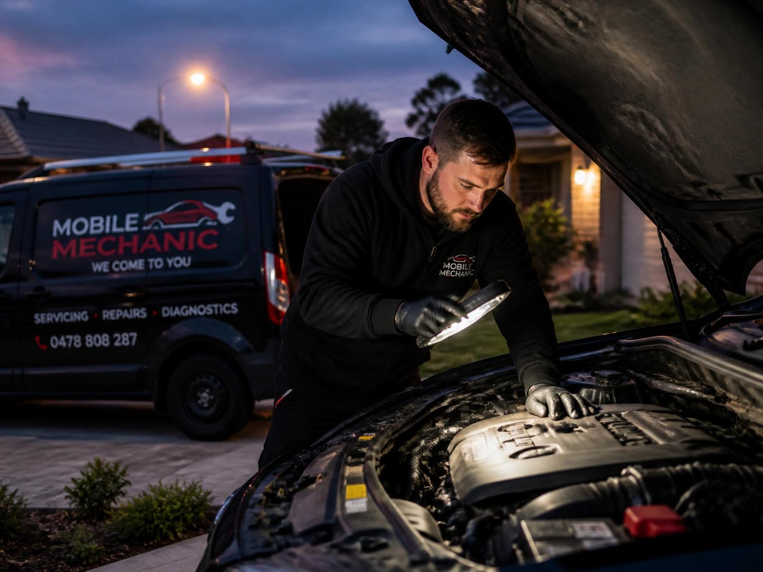Mobile mechanic inspecting a car in Melbourne