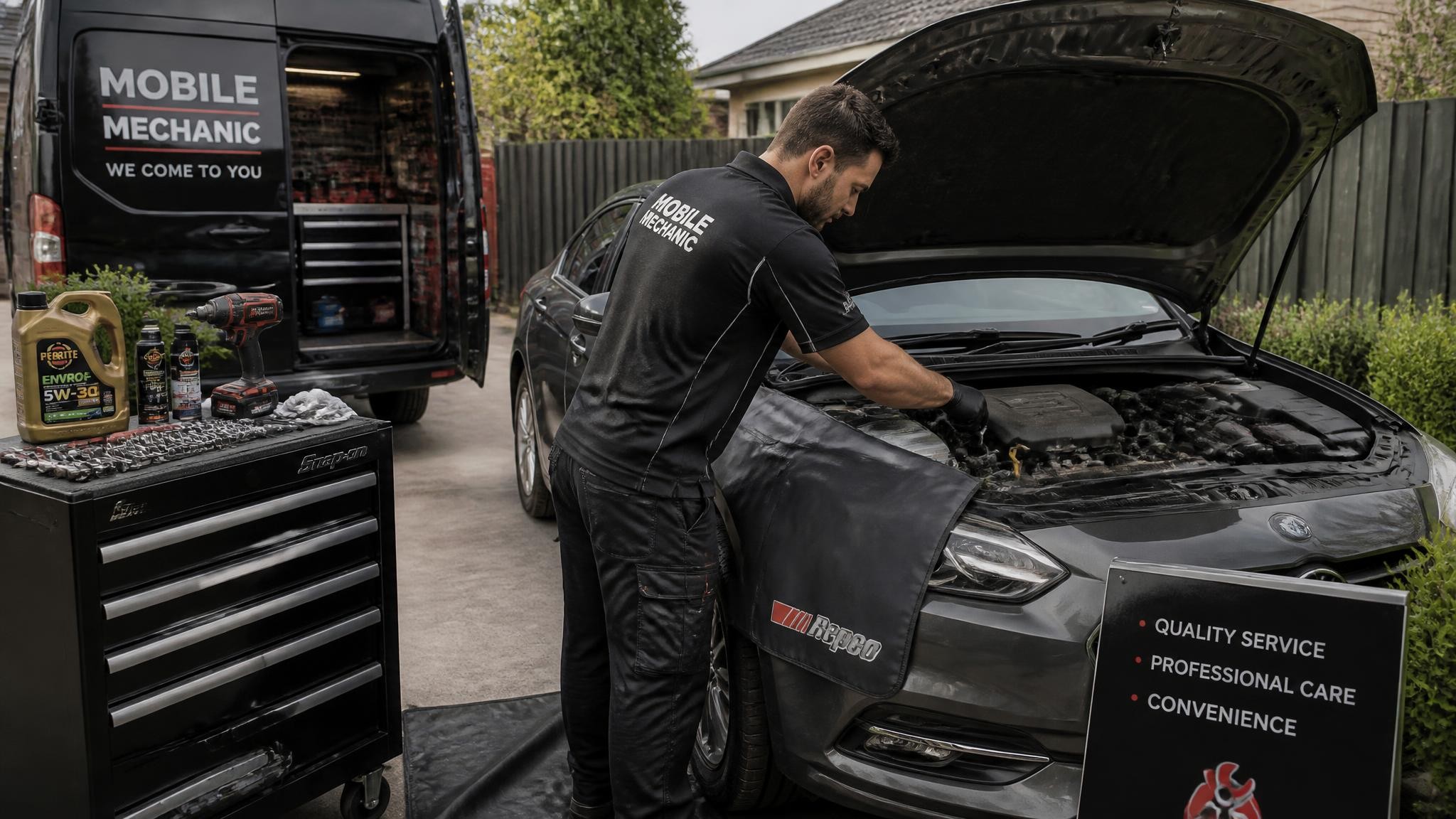 Mobile car service in Melbourne at a customer location