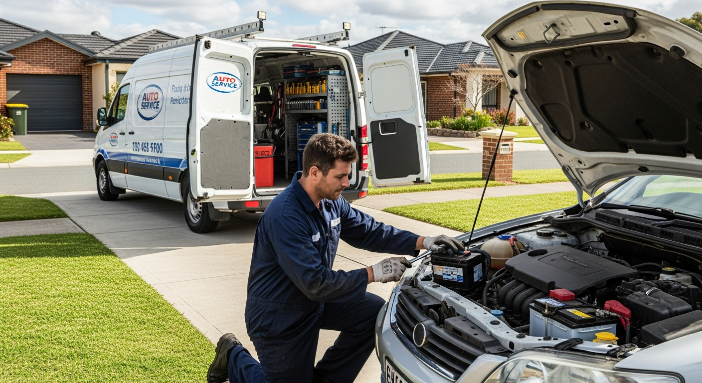 Mobile mechanic servicing in Melbourne driveway