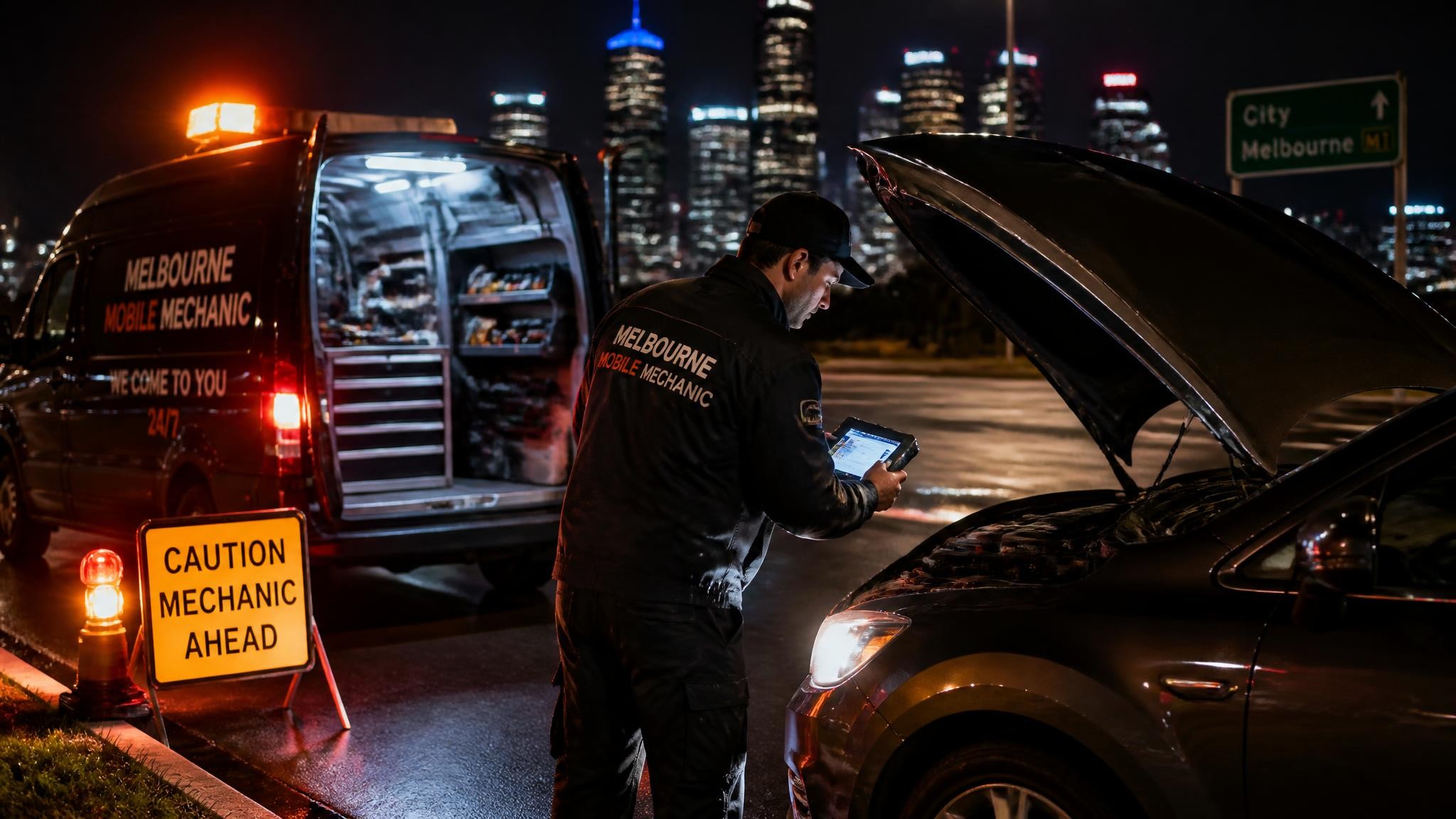 Emergency mobile mechanic providing roadside assistance in Melbourne