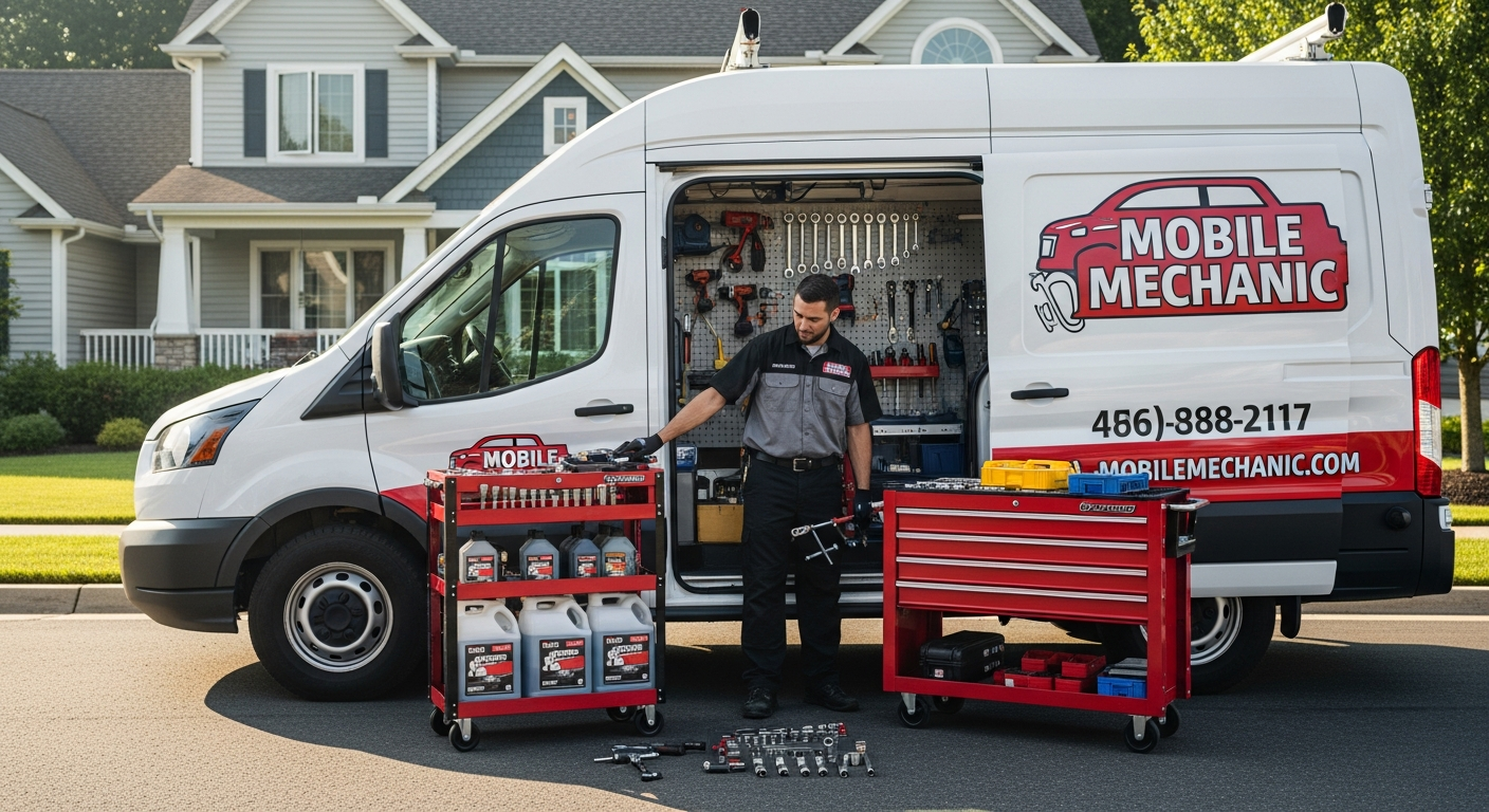Mobile mechanic van in Melbourne suburb