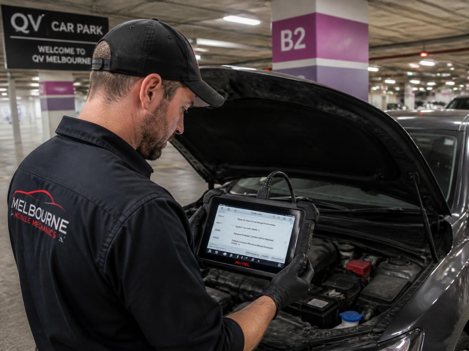 Mobile vehicle diagnostics using professional scan equipment