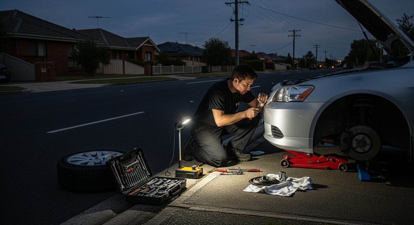 Night roadside car repair