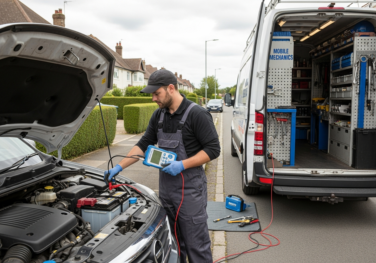Mobile mechanic testing battery