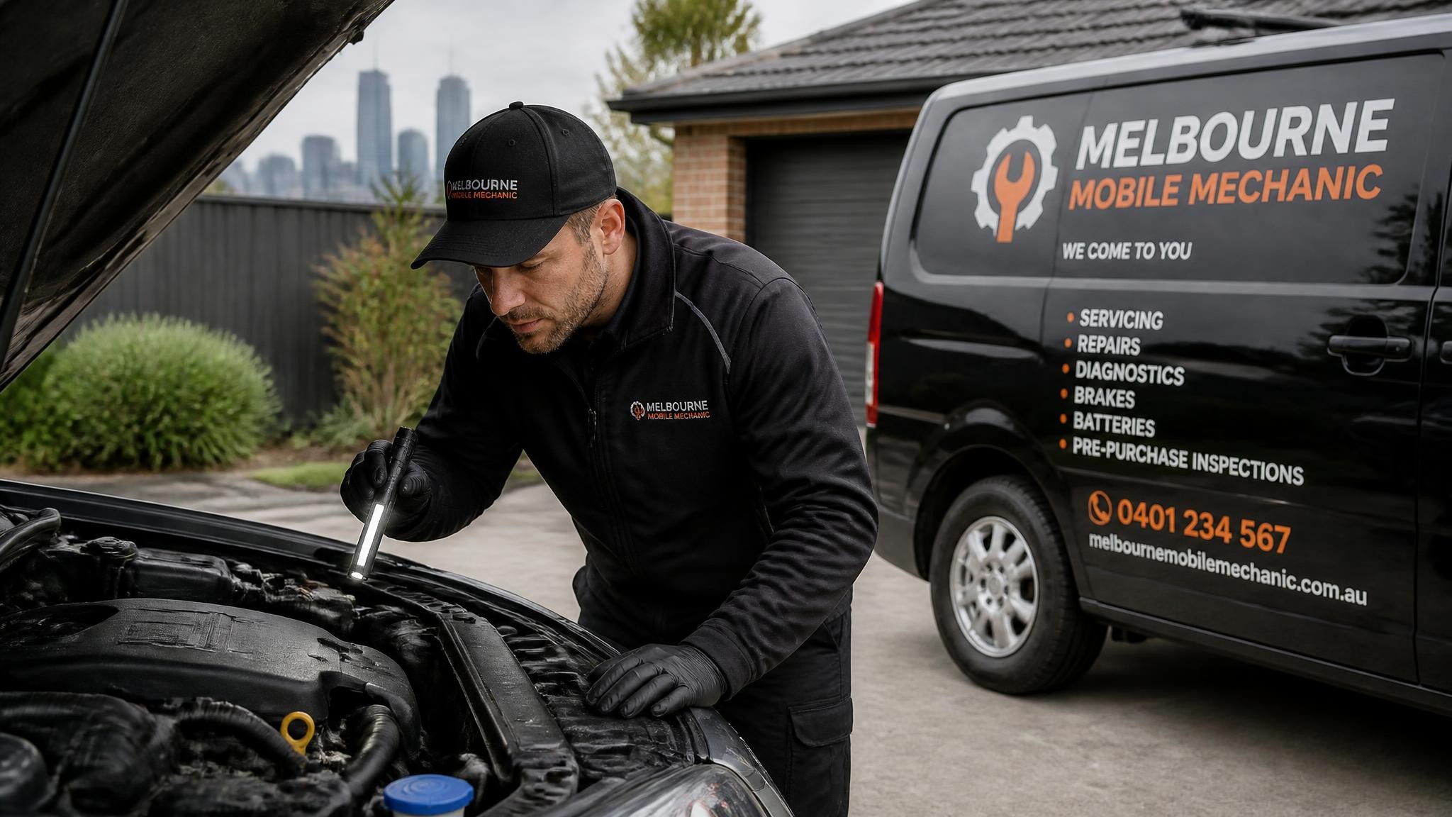 Mobile auto mechanic inspecting a vehicle in Melbourne