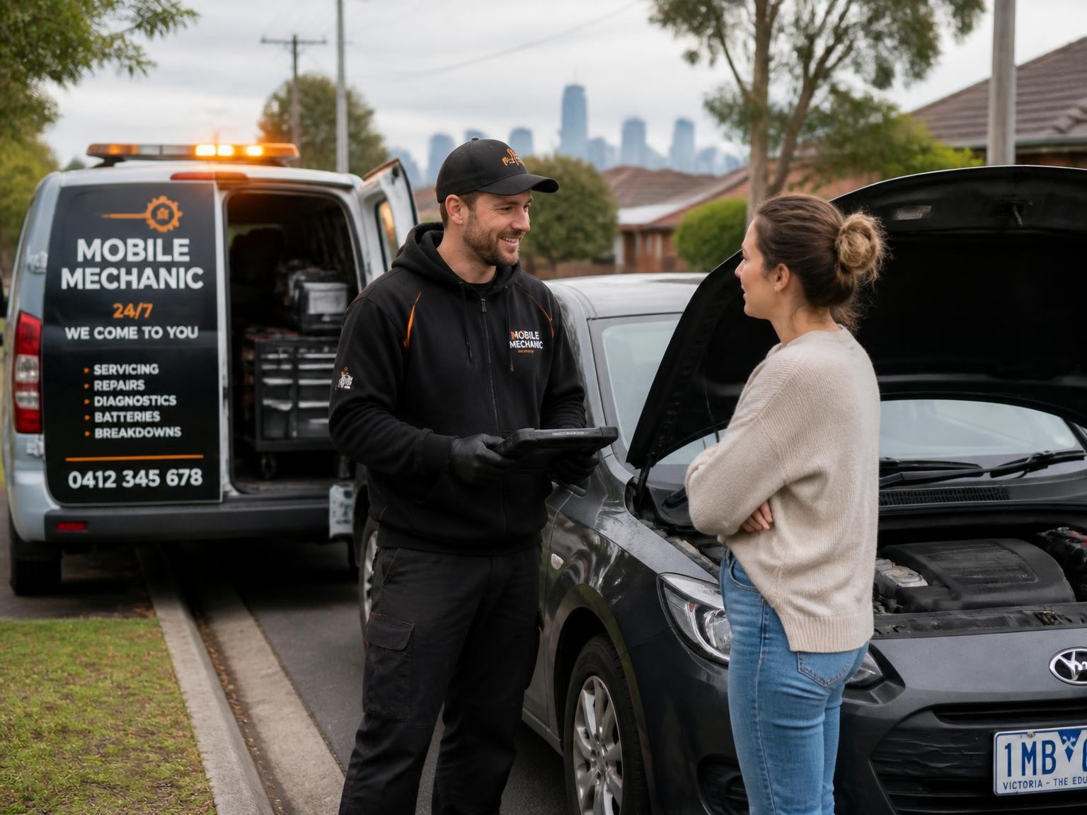 Mobile mechanic providing roadside breakdown assistance in Melbourne