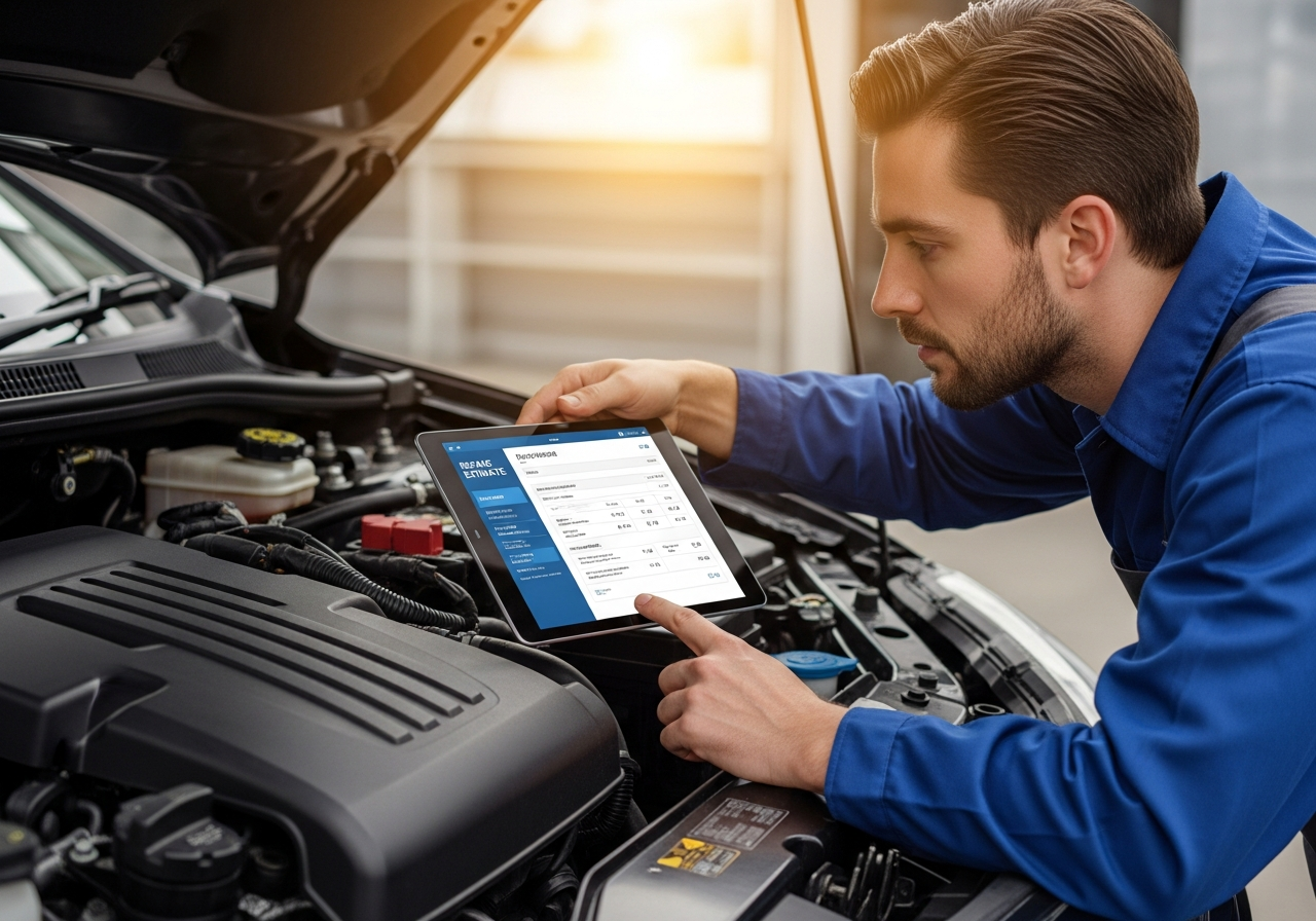 Online repair estimate on tablet