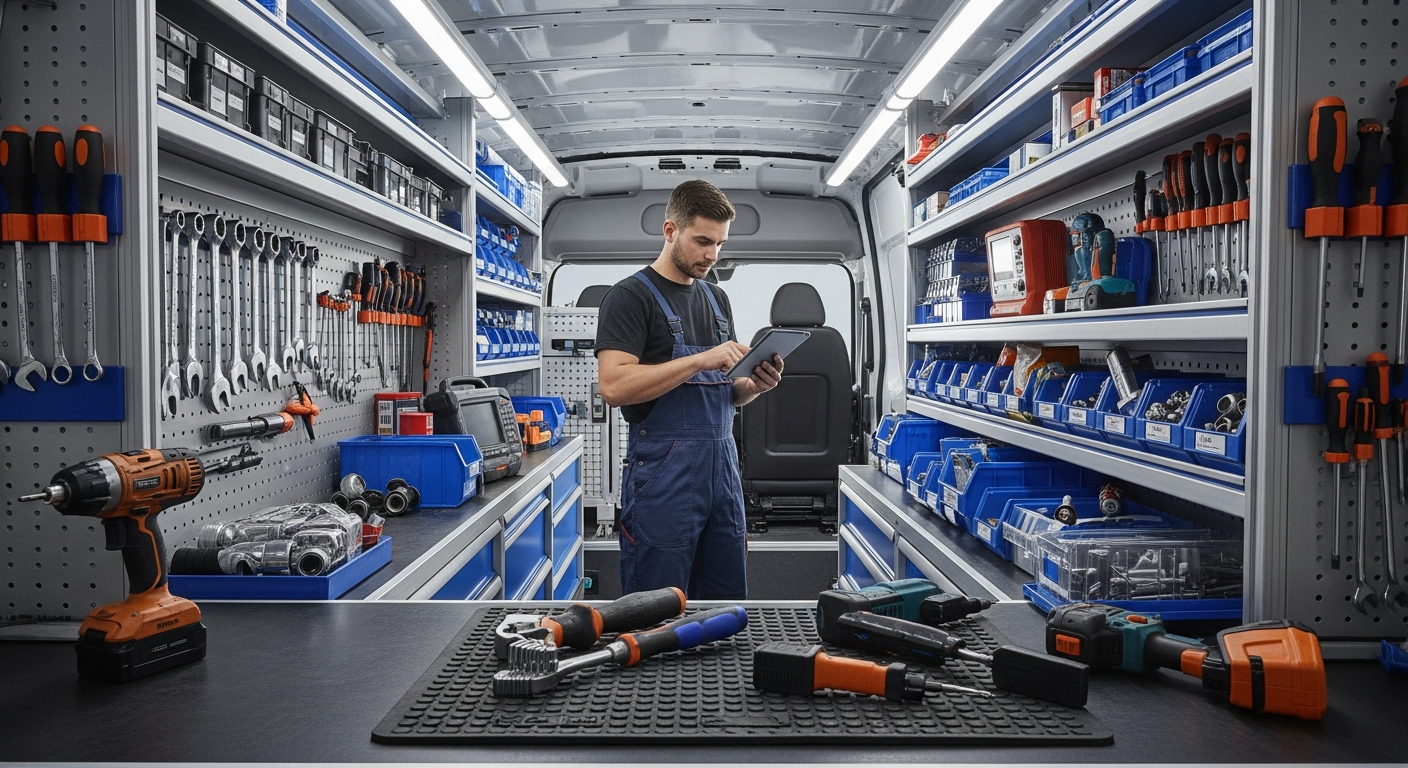 Open mobile workshop van