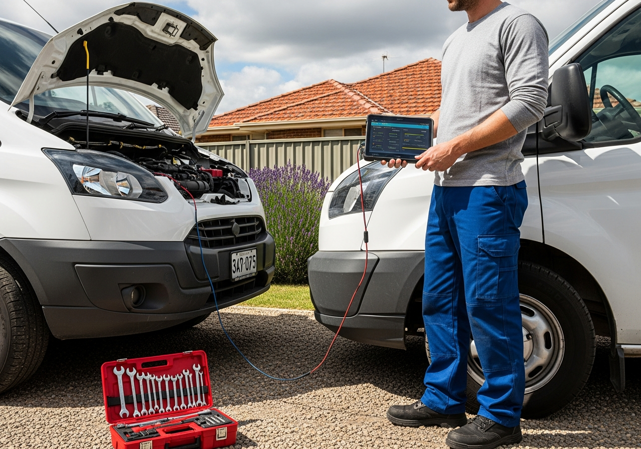 Mobile mechanic with diagnostic tablet