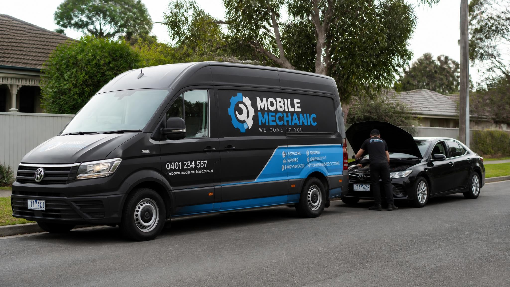 Mobile mechanic service vehicle in a Melbourne suburb