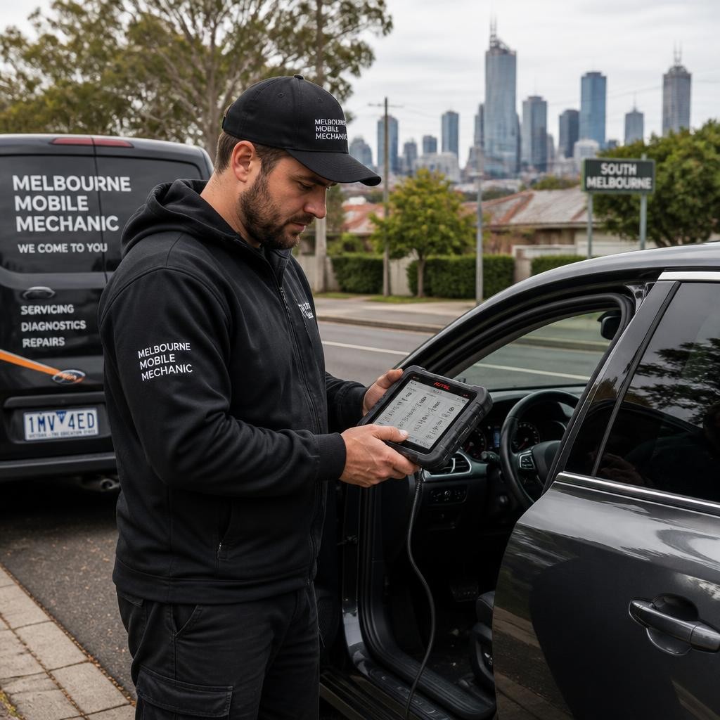 On-site vehicle diagnostics by a mobile mechanic in Melbourne