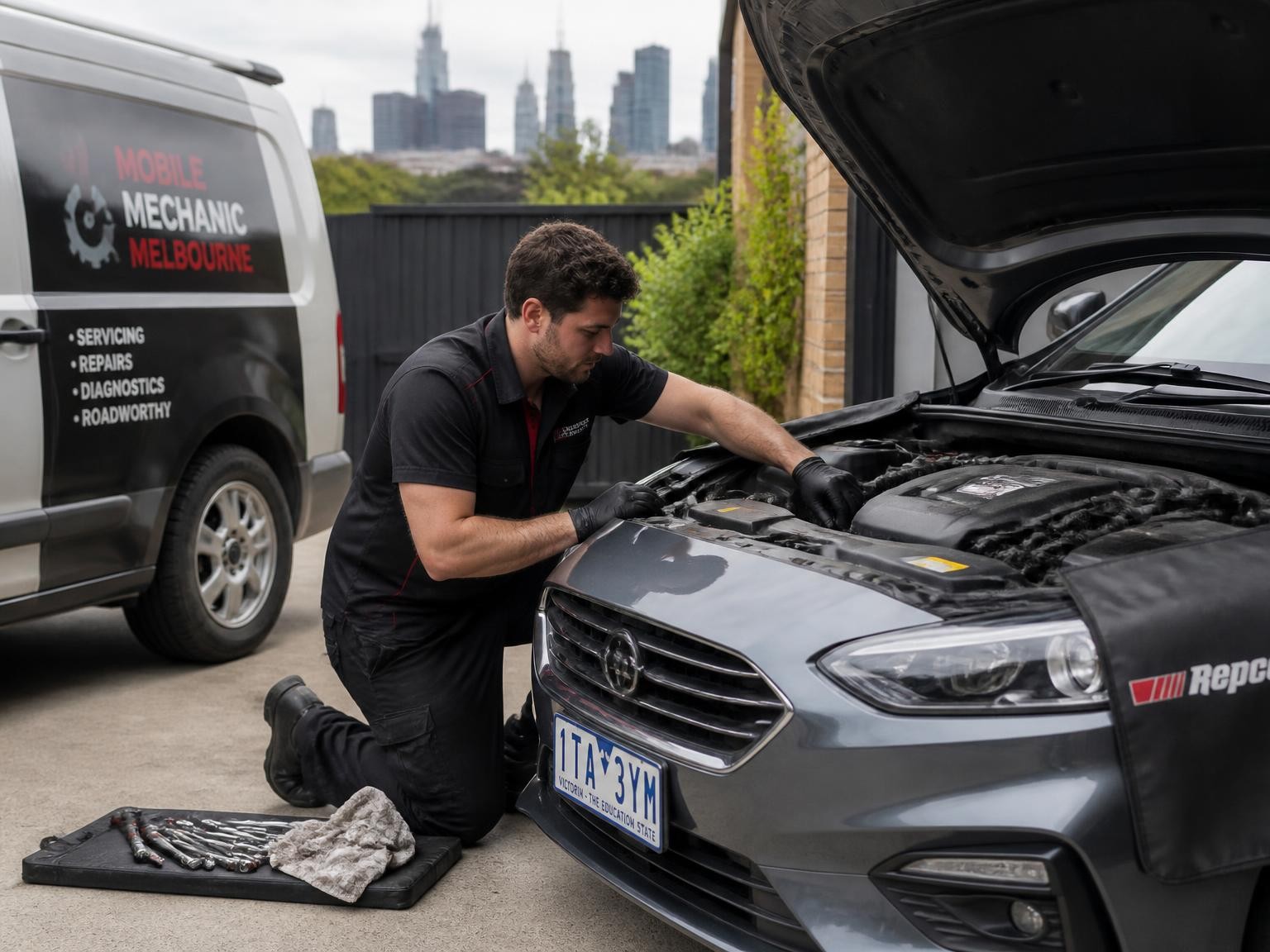 Car servicing performed onsite by a Melbourne mobile mechanic