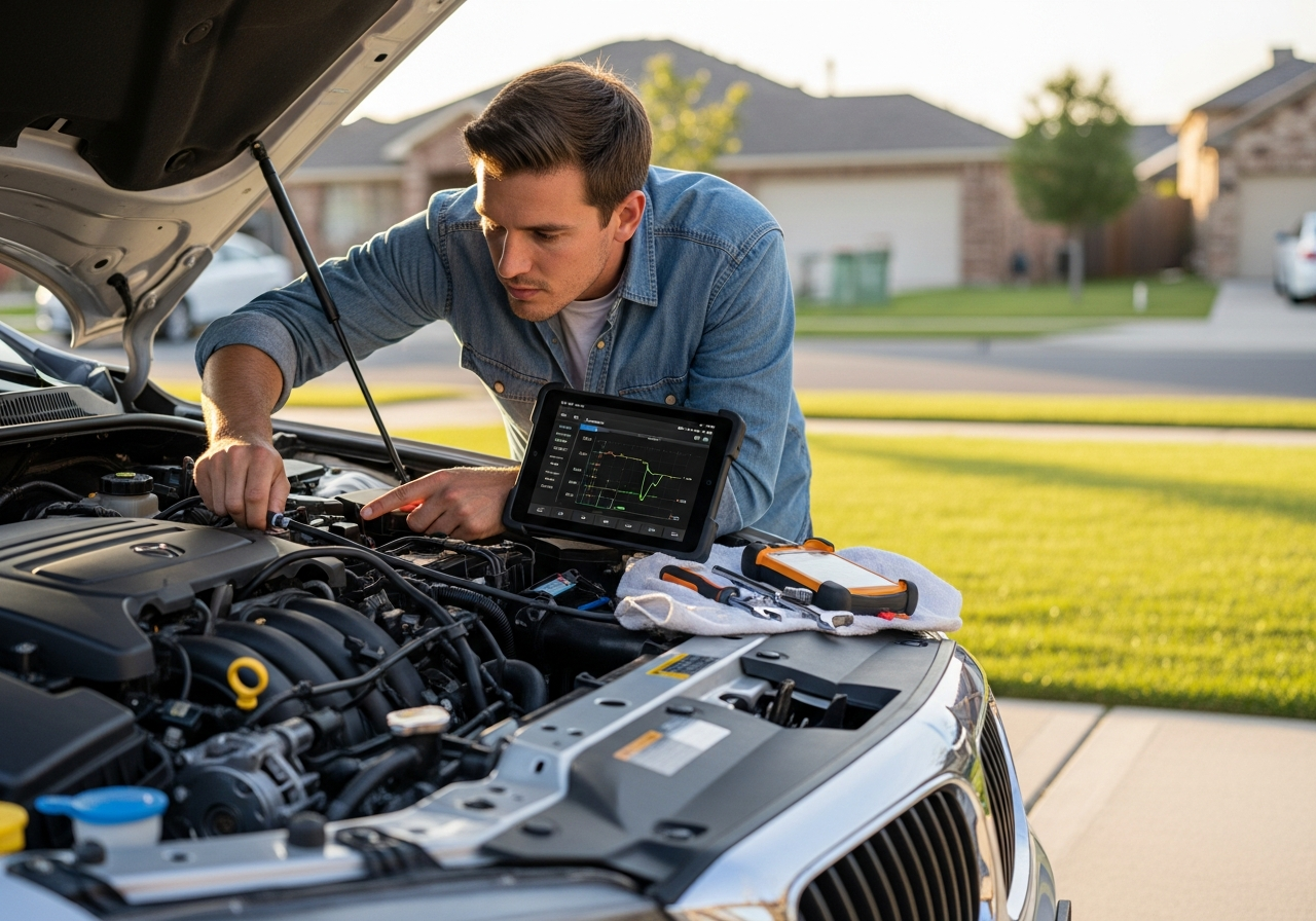 Mechanic repairing at home