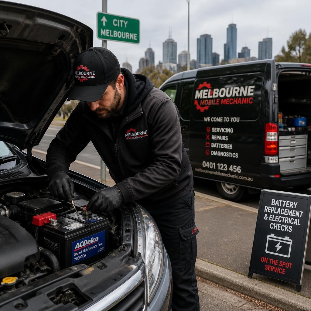 Mechanic performing mobile car repairs in Melbourne