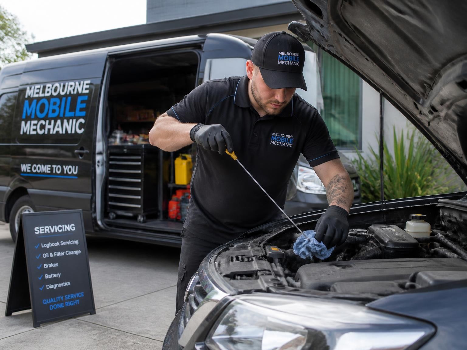 Mobile car maintenance performed at a Melbourne location