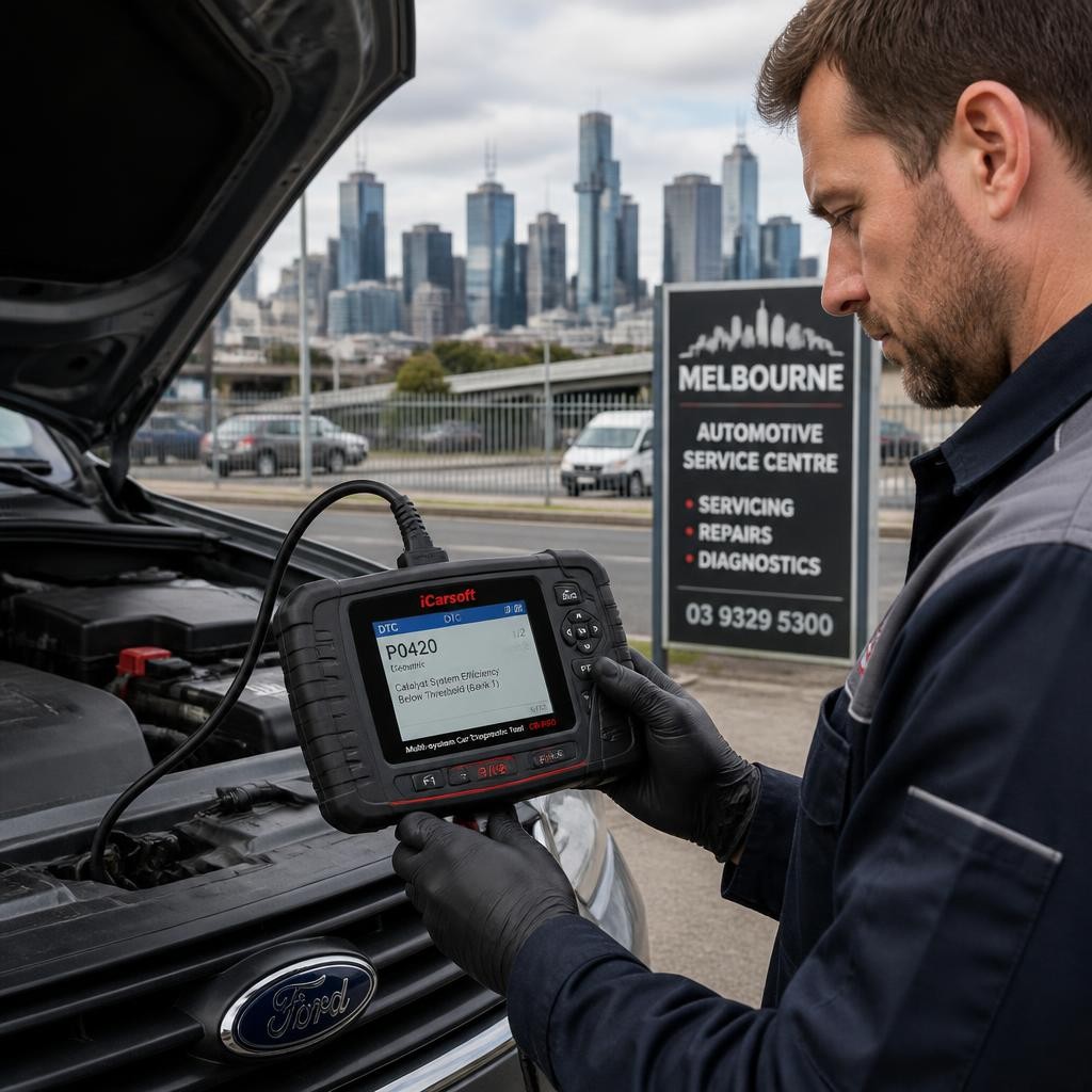 Mobile mechanic using vehicle diagnostic equipment in Melbourne
