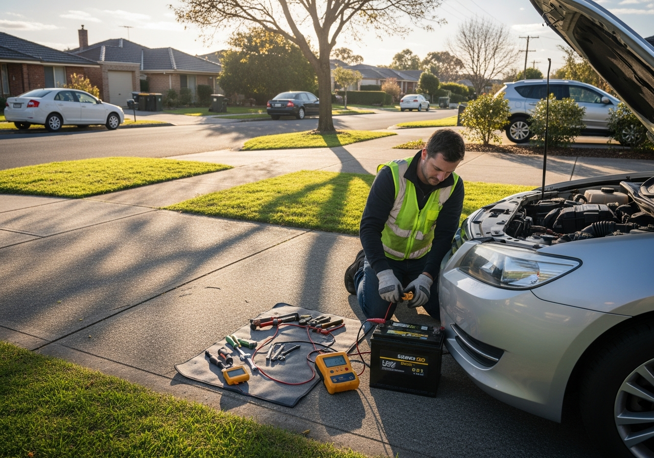 On road mechanic working
