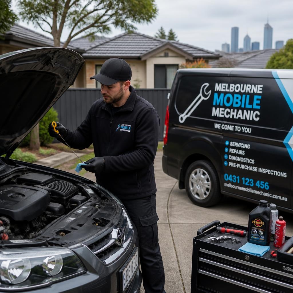 On-site car maintenance by a mobile mechanic