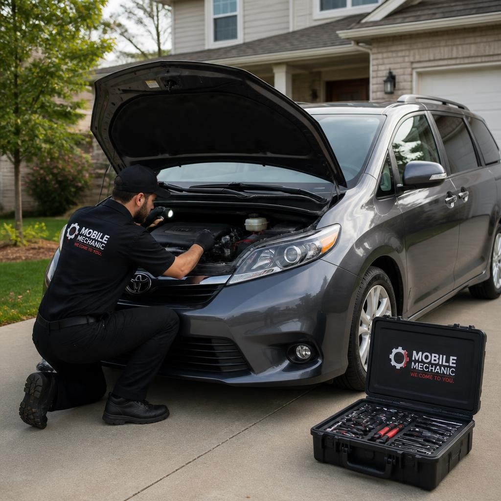 Mobile mechanic inspecting a car at a Melbourne home