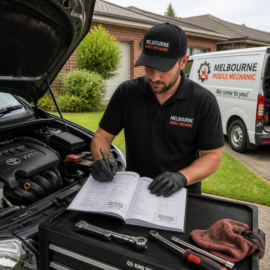 Logbook car servicing at home in Melbourne