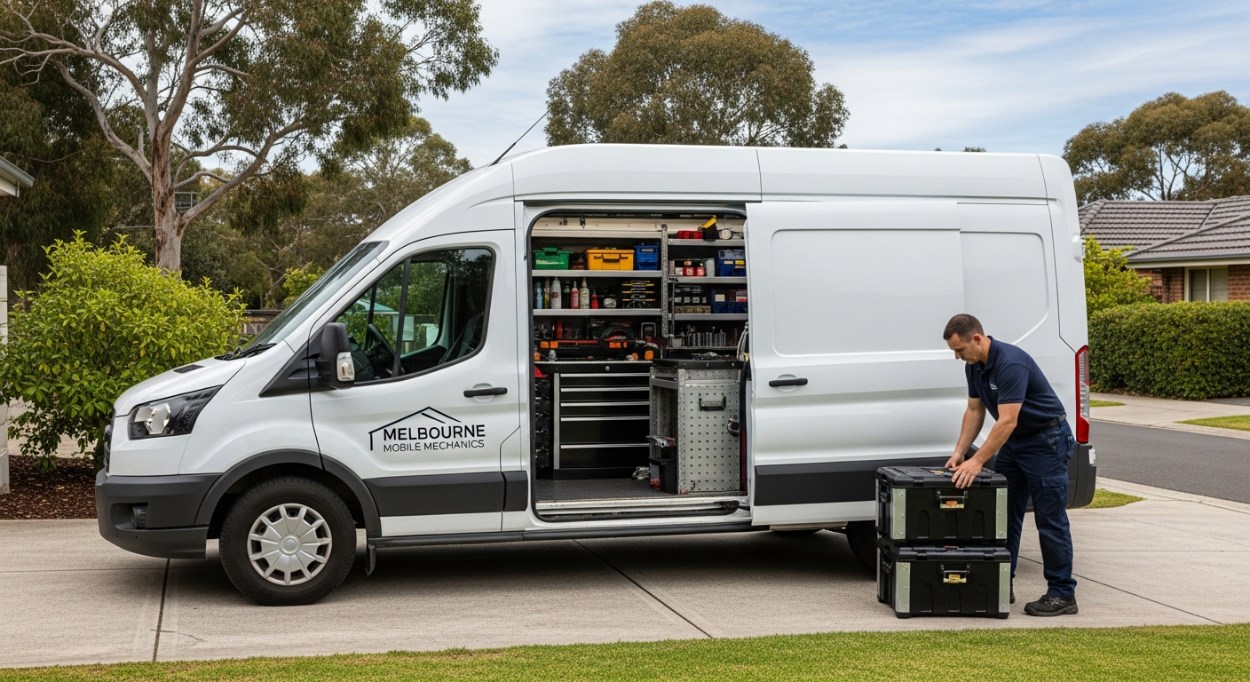 Mobile car servicing van arriving