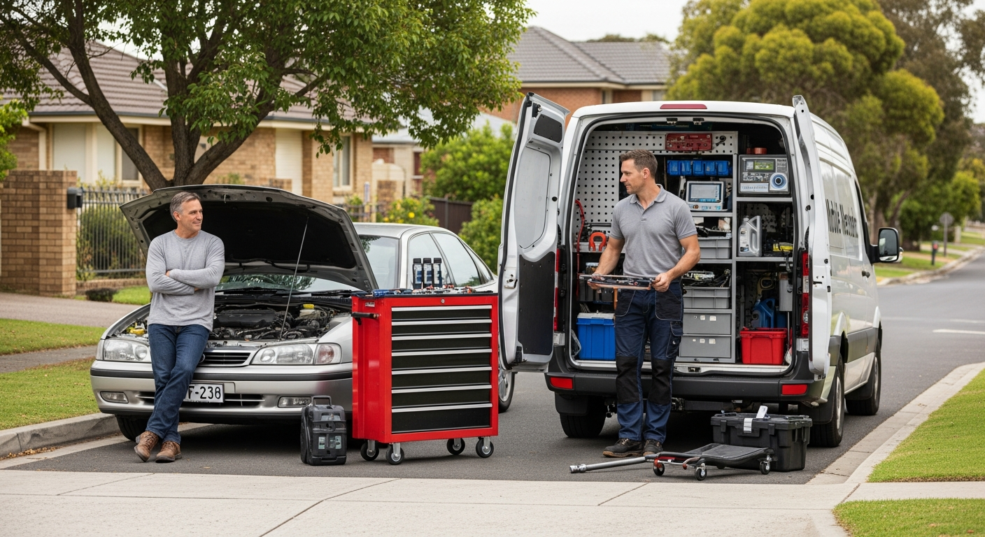 Mobile mechanic arriving