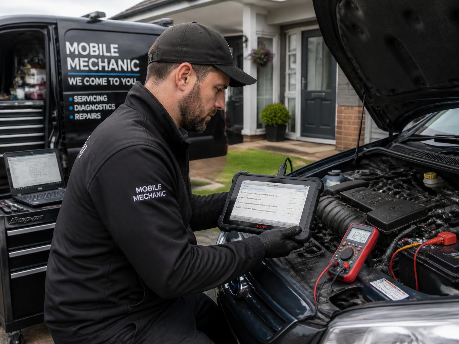Mobile mechanic performing vehicle diagnostics onsite in Melbourne