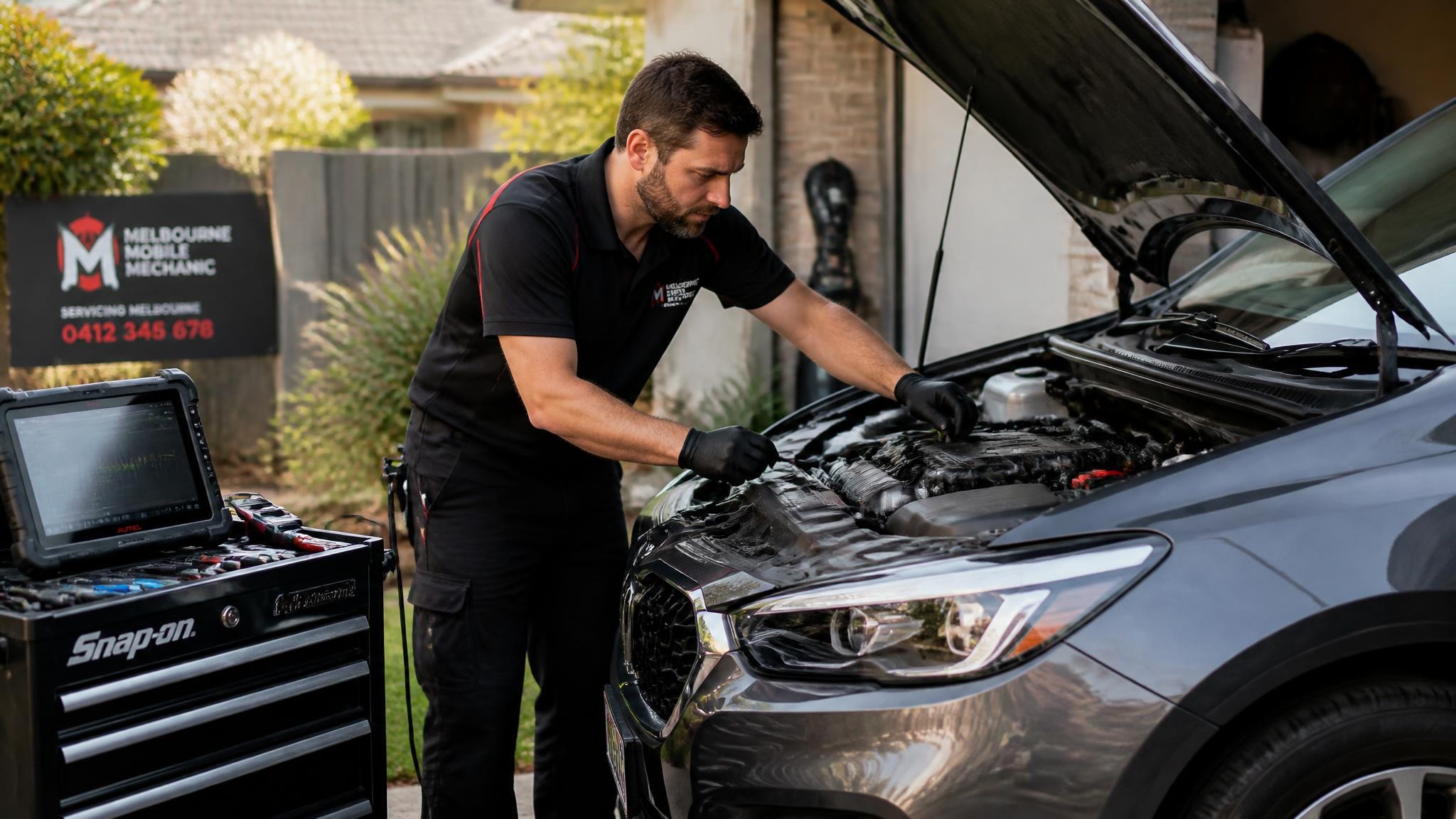 Mobile auto mechanic working on a car in Melbourne