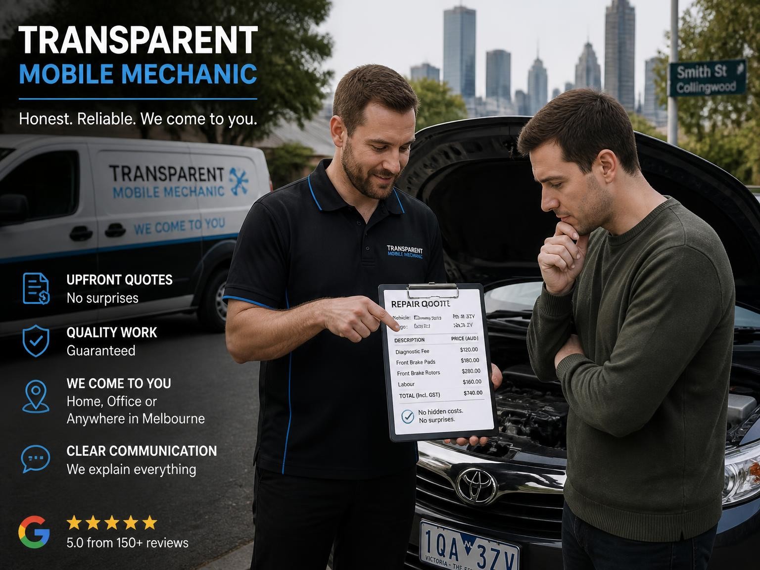 Transparent pricing for mobile car repairs
