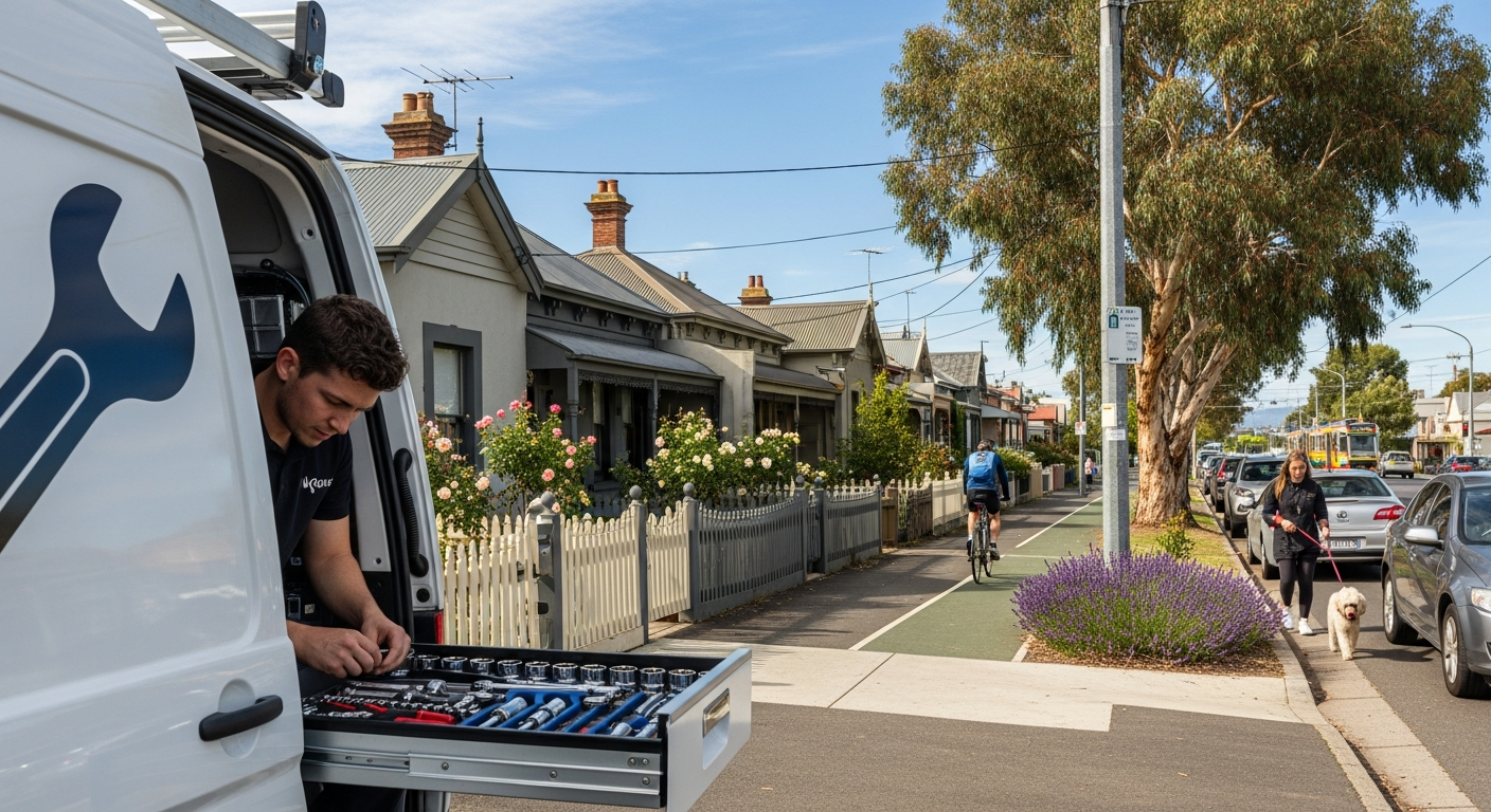 Mobile mechanic van in Melbourne suburb
