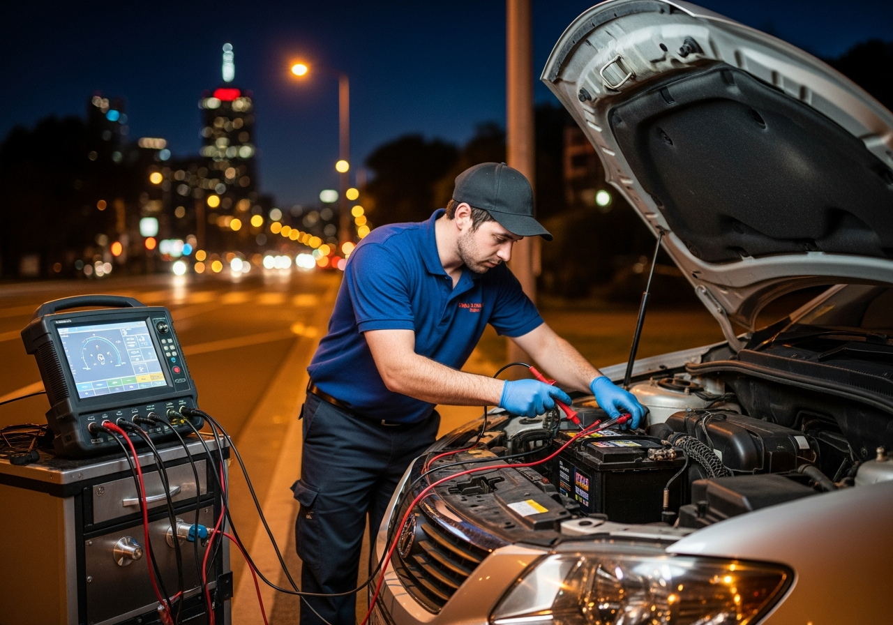 Emergency mechanic fixing battery