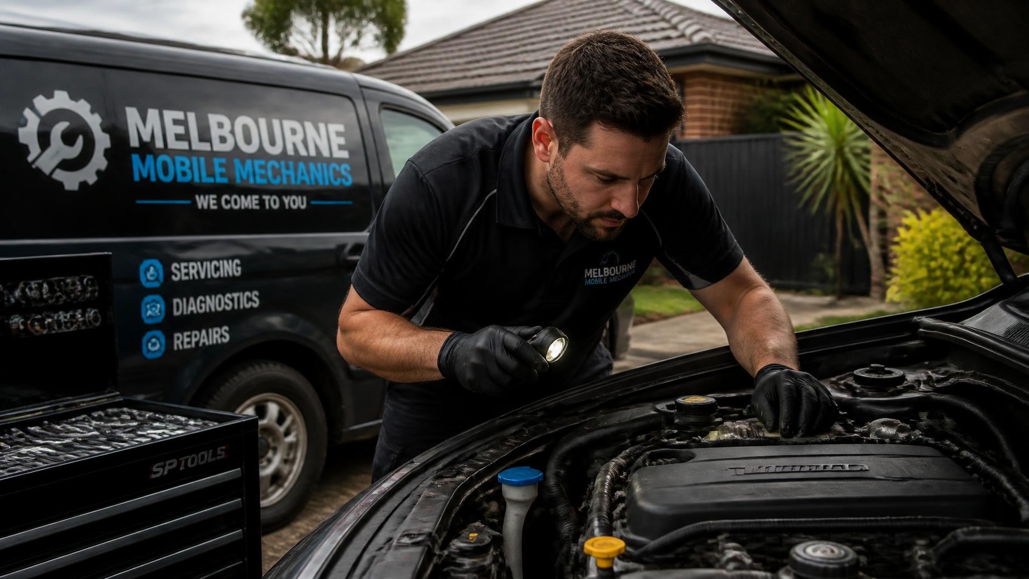 Mobile auto mechanic inspecting a vehicle in Melbourne