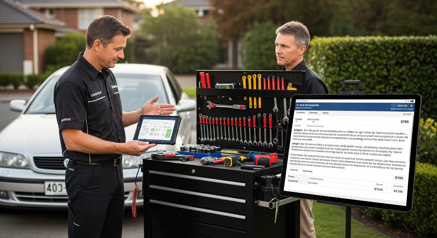 Mobile mechanic giving a quote