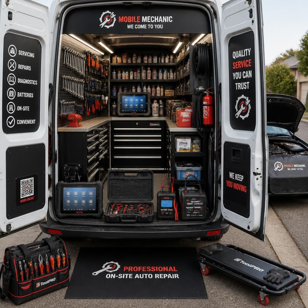Fully equipped mobile mechanic workshop van