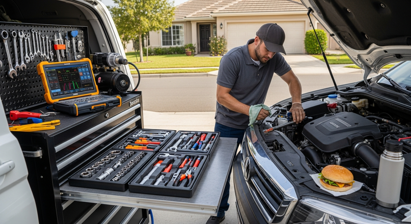 Mobile mechanic van tools