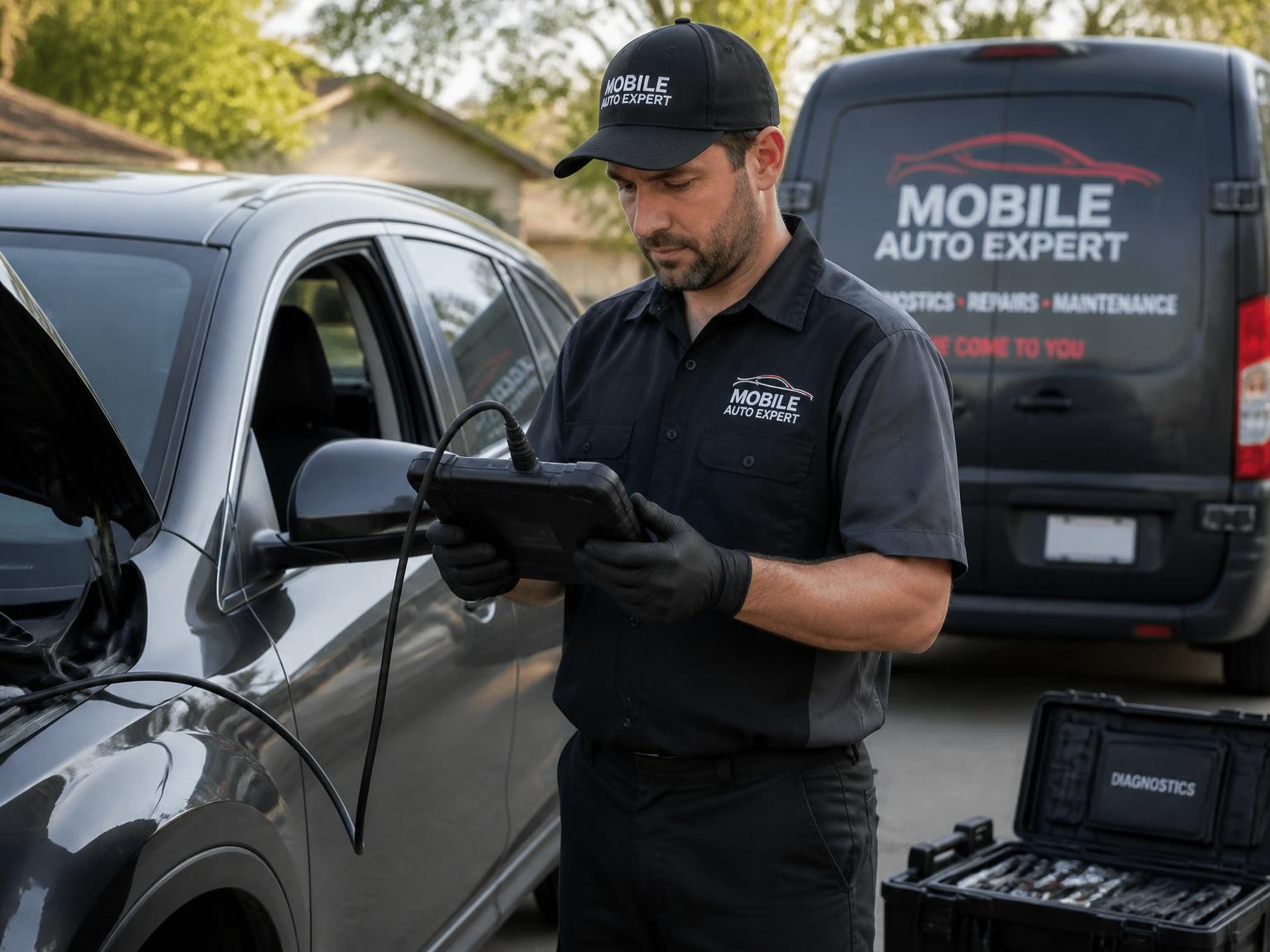 Mobile car diagnostics using professional scan equipment