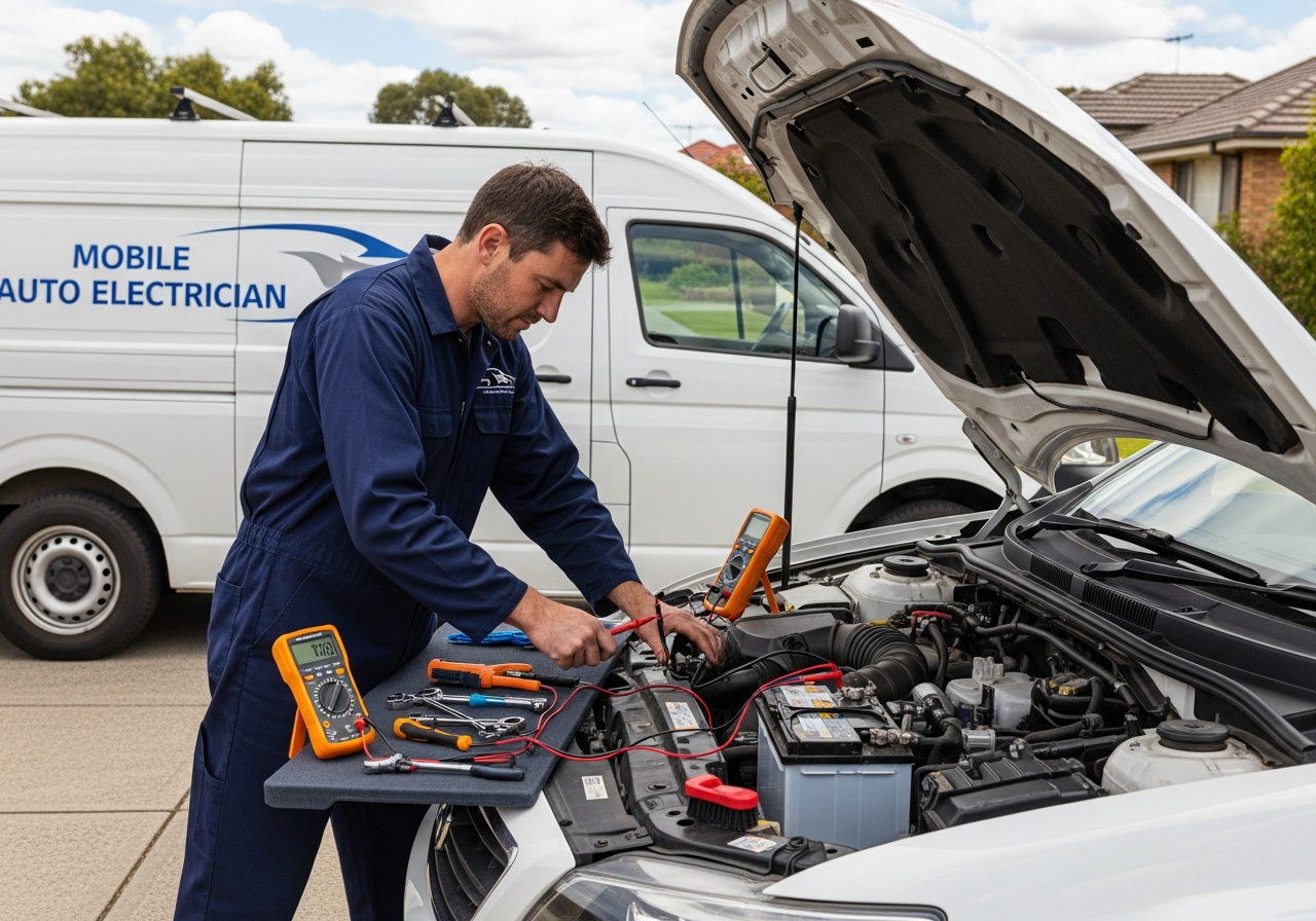 mobile auto electrician replacing battery