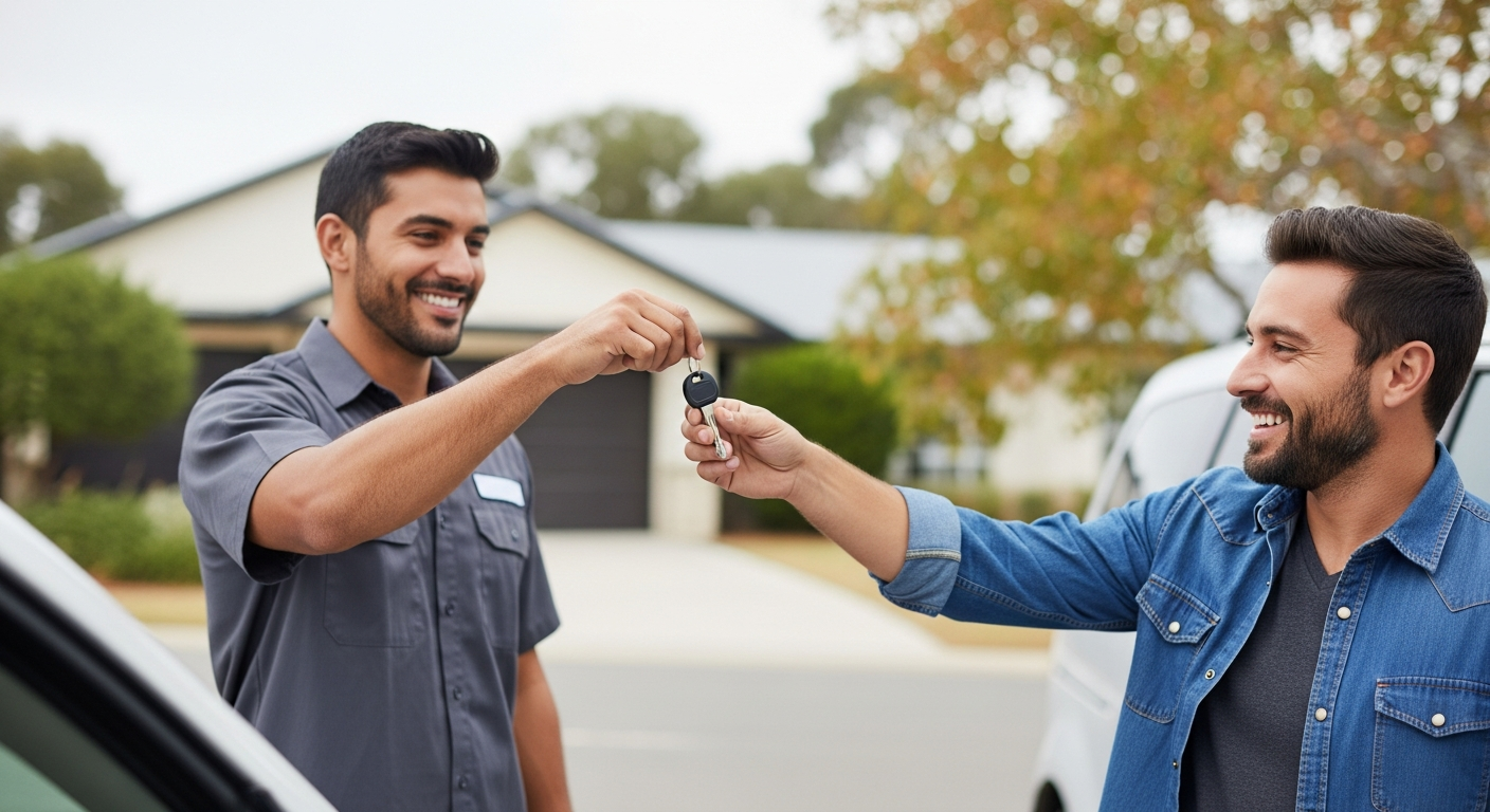 Local mechanic hands keys back to customer