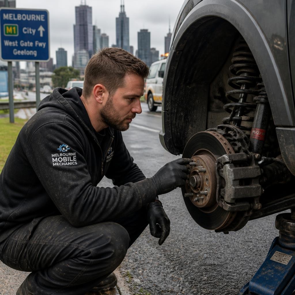 Mobile mechanic inspecting a vehicle near Melbourne