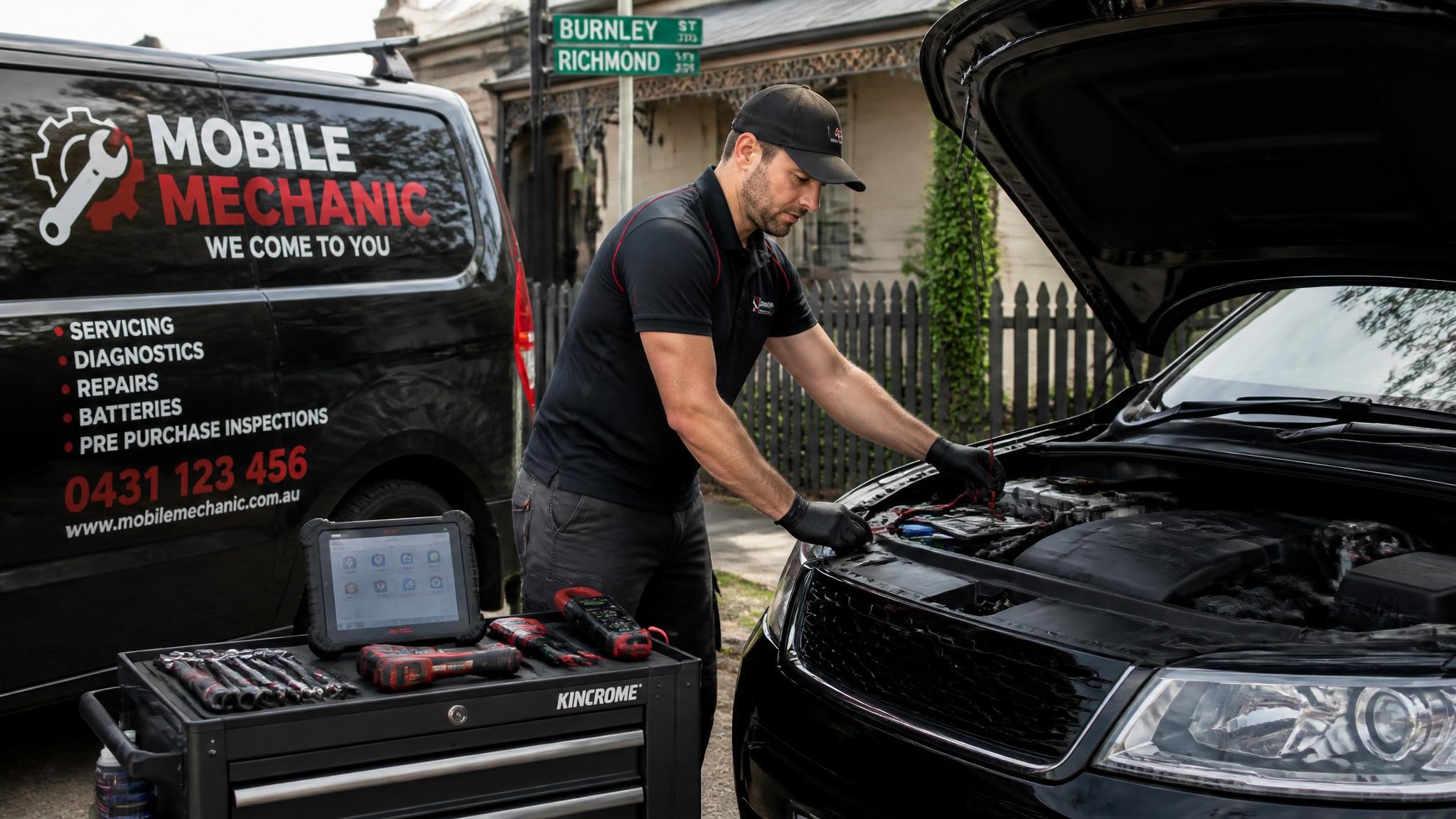 Car mechanic in Richmond providing onsite vehicle repairs