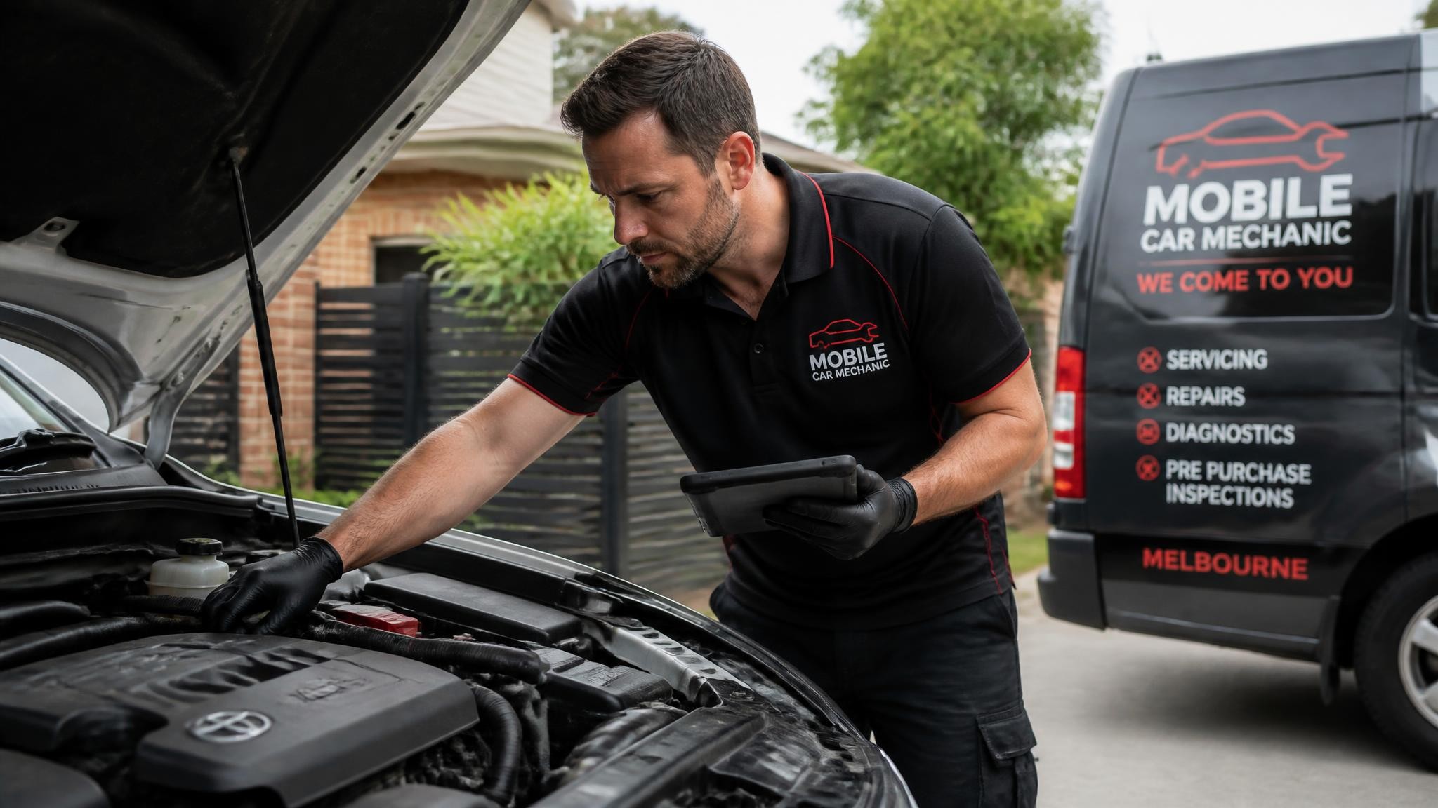 Expert mobile car mechanic in Melbourne inspecting a vehicle