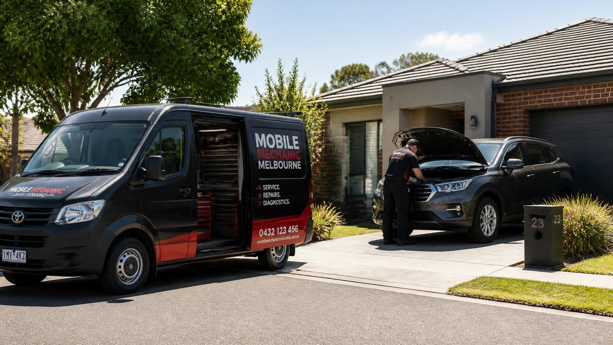 Mobile mechanic servicing a Melbourne suburban customer